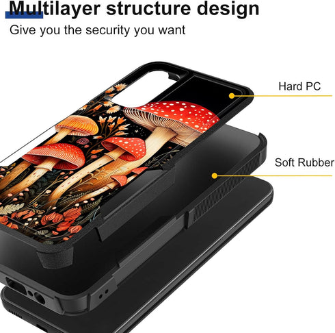 for Galaxy A14 5G Case,Dual Layer Hybrid Heavy Duty Rugged Shockproof Hard PC +Soft Silicone Protective Case for Samsung Galaxy A14 5G,Mushrooms F...