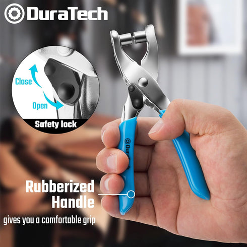 DURATECH Grommet Eyelet Pliers kit, Eyelet Pliers with 500 Gold and Silver Metal Eyelet Grommets, Handheld Grommet Tool Kit for Leather/Belt/Shoes...