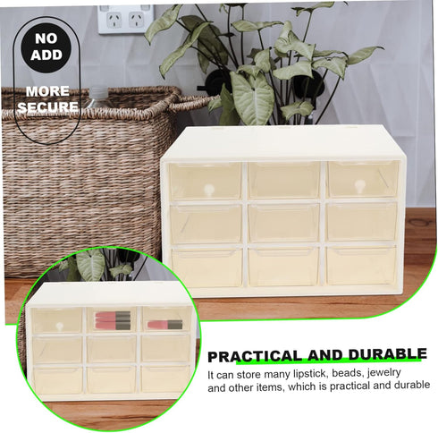 STOBOK Jiugongge Storage Box Drawer Plastic Parts Storage Stackable Craft Organizer Desk Storage Organizer Makeup Organizer with 9 Drawers for Van...
