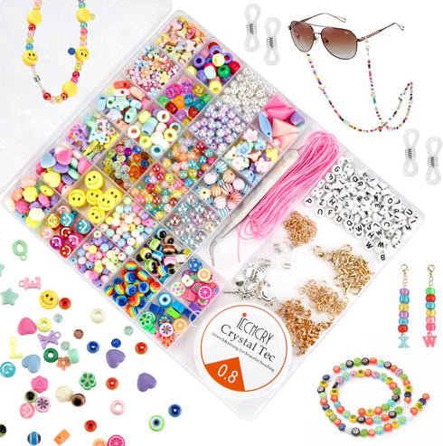 AUSTY 1042 Pcs DIY Bracelet Letter Beads Alphabet Beads Kit Bracelet Beads for Jewelry Making with Cord...