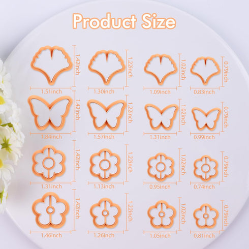 Puocaon Butterfly Polymer Clay Cutters - 16 Pcs Clay Cutters for Polymer Clay, Cute Flower Clay Cutters for Polymer Clay Earrings, Ginkgo Leaves C...
