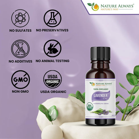 USDA Certified 100% Organic Lavender Essential Oil | Aromatherapy Diffuser, Therapeutic Grade, Non- GMO Verified, Beneficial for Skincare and Hair...