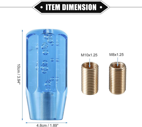 Gear Shift Knob Stick, 10cm Faux Crystal Transparent Bubble Gear Shifter Universal for Manual Transmission Vehicle Durable Acrylic Blue with Adapt...