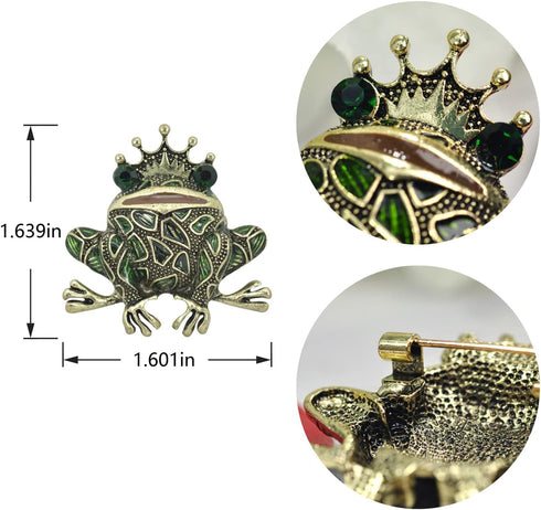 Gyn&Joy Gold Tone Peridot Green Colored Rhinestone Crystal Frog Brooch Pin BZ099...
