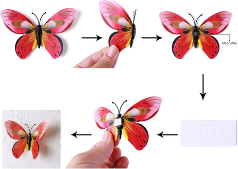 Amaonm® 60 Pcs 5 Packages Beautiful 3D Butterfly Wall Decals Removable DIY Home Decorations Art Decor Wall Stickers & Murals for Babys Bedroom Tv ...