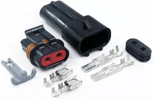 2 Pin Metri-Pack Waterproof Connector 10-12awg Terminals and Seals 46Amp (10-12 GA (1set))...