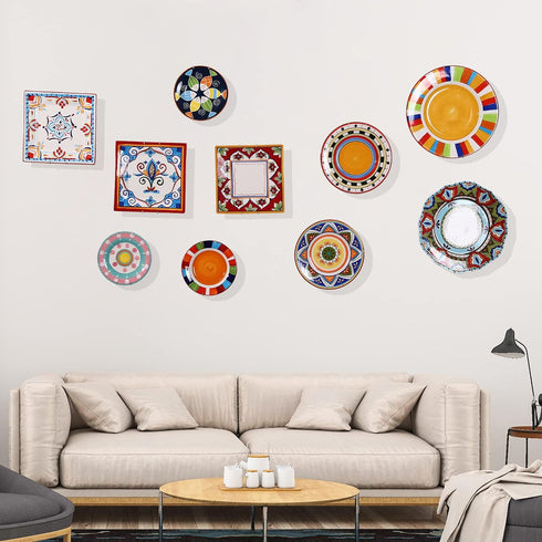 12 Piece Plate Hangers, 6/8/10 Inch Invisible Brass Wall Plate Hangers, Comes with 16 Piece Wall Hooks for Decorative Plates...