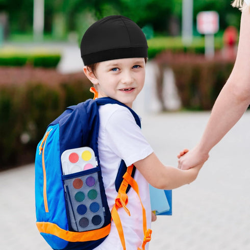 4 Pieces Wave Cap Kid, Children's Satin Wave Cap for Boys and Girls Boo Boo Cap for Men Football Cap Sports Wicking Cap Running Hat Elastic Caps M...