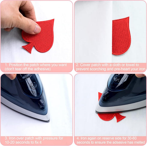 24 Pcs Playing Cards Patch, Spades Poker Patches Iron on Clothing, Las Vegas Gaming Embroidered Appliques for Jeans, Hats, Bags, Jackets (Black & ...