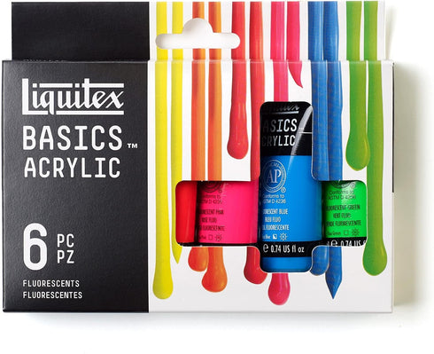 Liquitex BASICS Acrylic Paint Set, 6 x 22ml (0.74-oz) Tube Paint Set, Fluorescent...