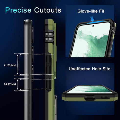 DEERLAMN for Samsung Galaxy S23 FE Case with Slide Camera Cover+Screen Protector(1 Pack),Rotated Ring Kickstand Military Grade Shockproof Protecti...