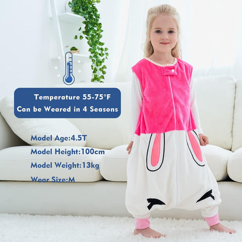 MICHLEY Toddler Sleeping Sack with Feet Newborn Infant Sleeveless Sleeping Bag 2-way Zipper Baby Wearable Blanket for Walkers,Rose Red Rabbit,1-3T...