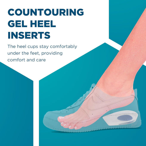 Heel Cups for Achilles Tendonitis & Plantar Fasciitis - 2 Pack Gel Shoe Inserts for Heel Pain Relief, Arch Support, for Women & Men...