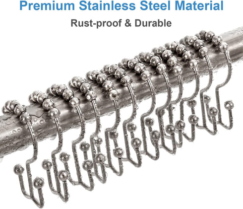 Shower Curtain Hooks Rings, TENOVEL Double Sided Shower Hooks Rust Proof for Bathroom Shower Rods Curtain, Durable Stainless Steel Bathroom Shower...