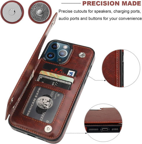 ONETOP Compatible with iPhone 13 Pro Max Wallet Case with Card Holder,PU Leather Kickstand Card Slots Case, Double Magnetic Clasp and Durable Shoc...