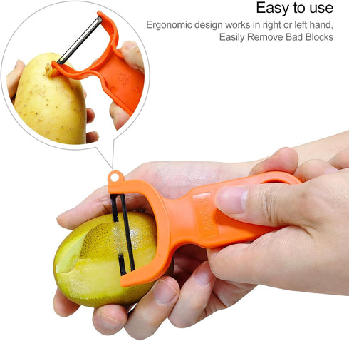 Original Vegetable Peeler, Potato Peelers for kitchen Carbon Steel Blade 3-Pack Orange/Blue/Yellow...