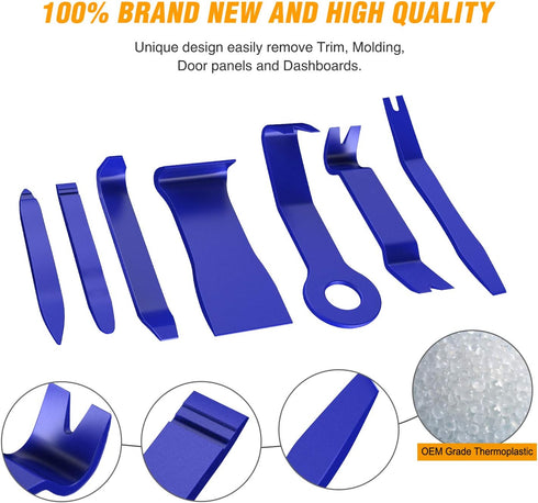 GOOACC GRC-90 Set 8PCS Auto Trim Scratch Removal Tool Car Audio Dash Panel Window Molding Fastener Remover Tool Kit-Blue...
