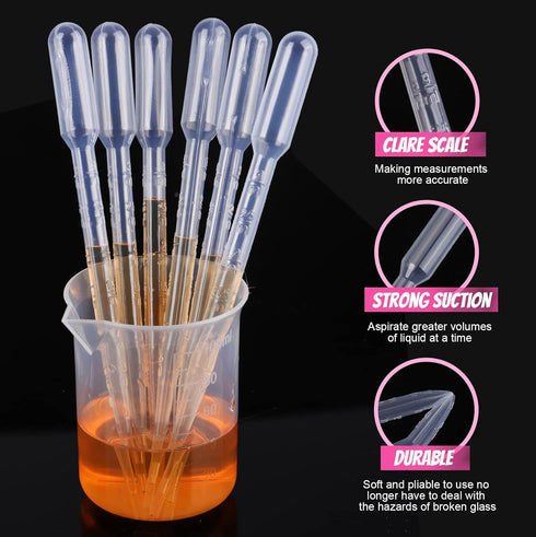 Teenitor 3ML Pipettes, Plastic Dropper Essential Oil Transfer Pipettes Disposable Liquid Eye Dropper for Lab Science Multi- Purpose Makeup Tool, 1...