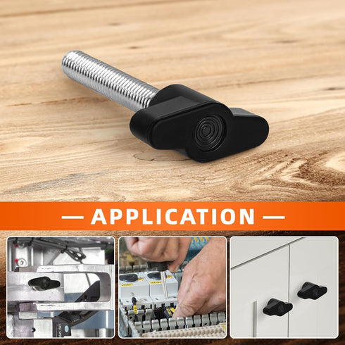 M6 x 15mm Z Type Handle Thumb Screws Plastic Head Mechanical Handle Bolts T-Shaped Wing Adjustable Knobs Carbon Steel, 5 PCS...