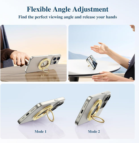 GVIEWIN Magnetic Phone Ring Holder, Compatible with MagSafe Phone Stand Finger Grip Adjustable Kickstand for iPhone 15 Pro Max/Pro/Plus/14/13/12 S...