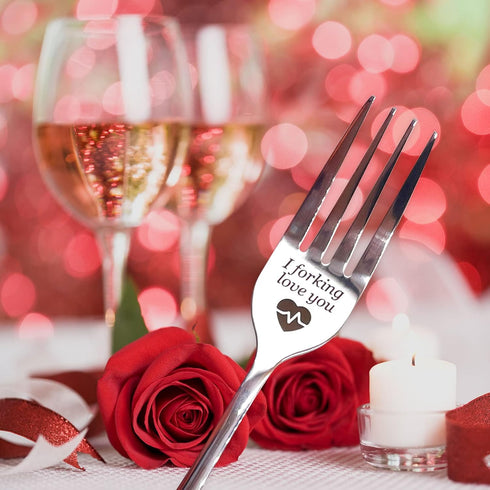 Gifts for boyfriend girlfriend Anniversary Valentines Gifts From Husband Wife I Love You Dinner Forks for Him Her Table Forks Silverware Engraved ...