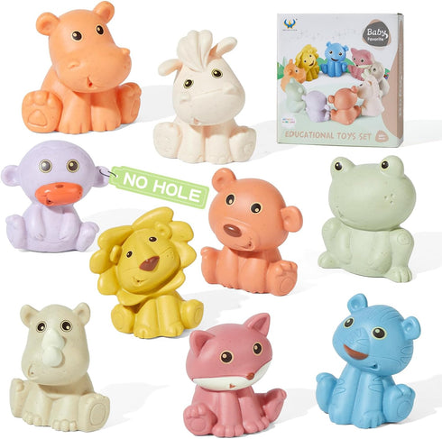 No Hole Bath Toys - 9PC Animal Bath Toys for Babies 6-12 Months, Baby Pool Bathtub Float Toys Presents for Preschool Toddlers Boys Girls...