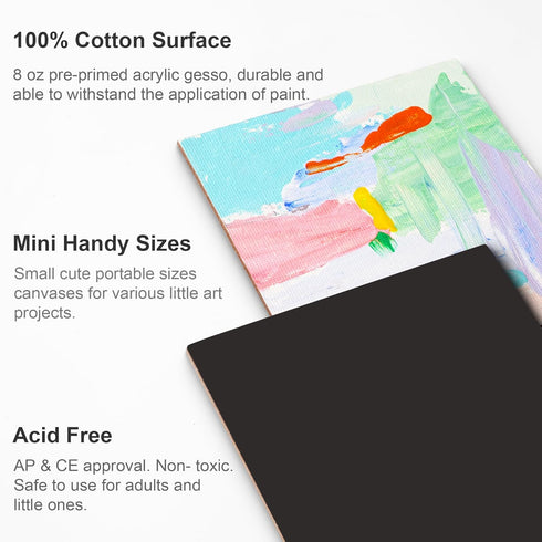 AUREUO Mini Magnetic Canvas Panel 2.5x2.5 Inch / 24 Pack - Small Square Flat Canvas Board with Magnet Back Art Gift Set Bulk Pack Tiny Thin Canvas...