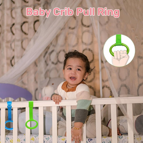 Baby Pull up Rings, Pull Up Rings for Playpen, Baby Crib Pull Rings, Baby Cot Hanging Rings, Infant Baby Toddler Walking Assistant Pull up Ring 6P...