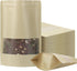 100 Pcs Resealable Kraft Paper Bags,Stand Up Pouches Bags with Matte Window, Zip Lock Food Storage Bags,Scratch Resistant Hand Self Sealing Bags. ...