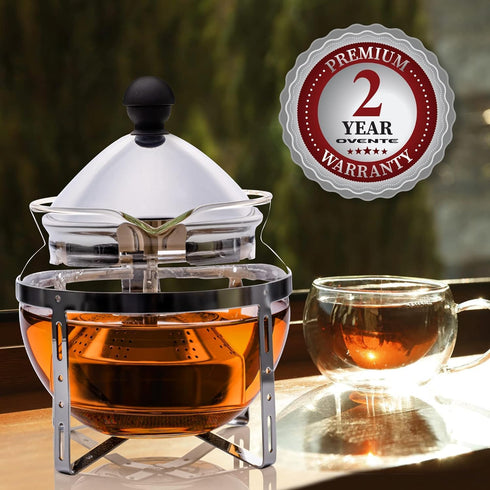 OVENTE Glass Teapot with Removable Stainless-Steel Infuser for Blooming Tea and Loose Leaf, 17oz Borosilicate Glass Tea Maker Perfect for Personal...