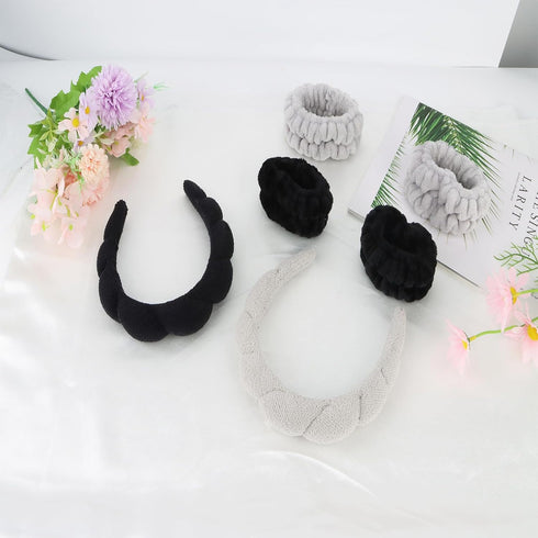 6 Pcs Terry Cloth Headband Face Wash Headband and Wristband Set, Skincare Headbands, Makeup Headband Spa Headband and Wristband Set, Hair Band for...