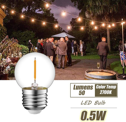 Tsunetani-G40/G12.5 LED Filament Mini Globe Light Bulbs 0.5W Equivalent to 5 Watt Incandescent - E26 Medium Base 2700K Warm White for Home Decorat...
