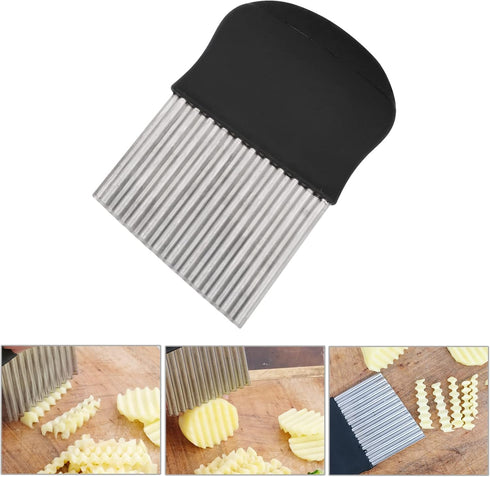 Crinkle Cutter, Wavy Chopper Knife, Upgraded Stainless Steel Crinkle Blade, Safe Kitchen Tools with a shell Wavy Slicer for Fruit, Vegetable, Sala...