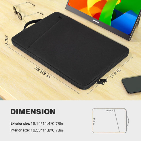 17.3 Inch Portable Monitor Case, Protective Carrying Sleeve for ASUS Arzopa Bimawen UPERFECT ViewSonic Feiasia CUIUIC Cocopar Kksmart NexiGo Pisic...