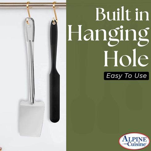 Alpine Cuisine Stainless Steel Solid Turner 13-Inches with Comfortable Handle - Heat Resistant Kitchen Spatulas - Barbecue Spatulas Turner for Coo...