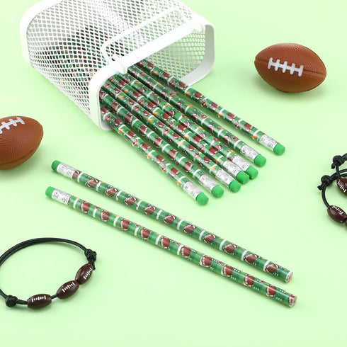36 Pieces Football Pencils Football Party Favors Unsharpened Football Printed Wooden Pencils with Eraser Sports Themed Fun Drawing Pencils for Foo...
