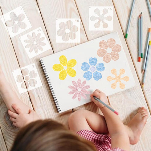 Flower Stencils for Painting on Wood Crafts Reusable Daisy Stencil Art Paint on Wall Canvas Pattern Spring Floral Paint Stencils for Card Making F...