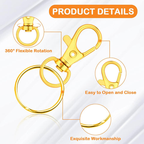 120pcs Key Chain Clip Hooks, Evatage Swivel Clasps Lanyard Snap Hook with Key Rings, Keychain Hooks for Lanyard, Purse and Crafting...