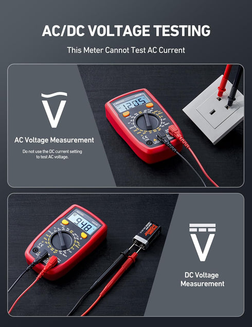 AstroAI Digital Multimeter Tester 2000 Counts with DC AC Voltmeter and Ohm Volt Amp Meter; Measures Voltage, Current, Resistance, Continuity and D...