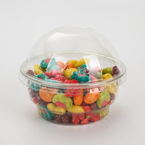 Golden Apple, 5oz-30sets Clear Plastic Cups for Ice Cream, Dessert Cups, Snack Bowl with Dome lids no Hole...