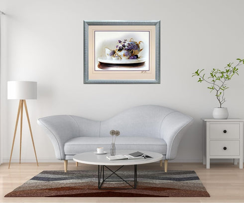 Country Wall Decor Violets Flowers & Kettle Tea Pot Still Life Art Print Poster Picture (16x20)...