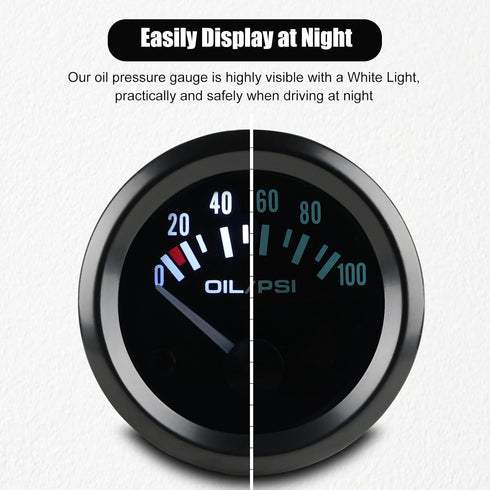 WATERWICH 2" 52mm Oil Pressure Gauge 0-100 PSI DC12V Press Gauge Meter Kit for Car Truck Vehicle Automotive...