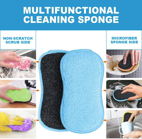 HOMEXCEL 12 Pack Multi-Purpose Scrub Sponges Kitchen, Dish Sponge, Non-Scratch Microfiber Sponge for Efficiently Cleaning Dishes, Pots, and Pans, ...
