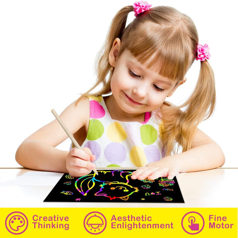 Scratch Paper Art Gifts: Rainbow Scratch Off Art-Craft Supplies Kits Pad for 3 4 5 6 7 8 Year Old Boys Girls Toys for Birthday Christmas Halloween...
