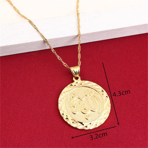 Platinum 24K New Islamic Allah Pendant Charms Choker Necklace Religious Muslim Jewelry...
