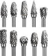 HUHAO Carbide Burr Set Double Cut 10PCS Rotary Burr Bits with 3mm(1/8") Shank 6mm(1/4") Bit Die Grinder Rotary Tool Rasp Bits Wood Carving Accesso...