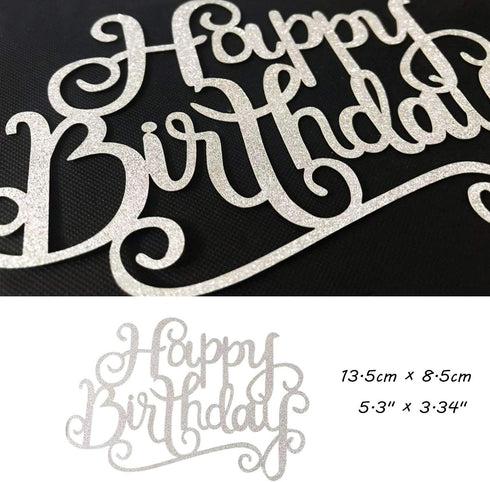 Allazone 1 PCS 'HAPPY BIRTHDAY' Cake Topper & 7 PCS Pentacle Stars Cake Toppers Decoration - Silver...