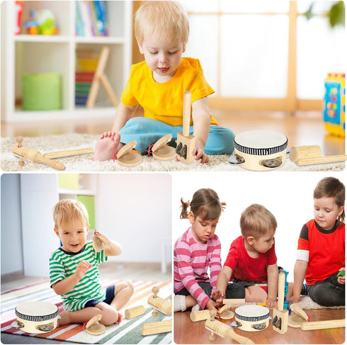Ehome Toddlers Musical Instruments, Wooden Percussion Kids Baby Musical Instruments, Montessori Musical Toys Set for Kids Childrens Preschool Educ...