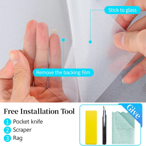 Niviy Frosted Window Film Non-Adhesive Shower Window Covering for Bathroom Office Living Room(17.7" Width by 78.7" Length)...