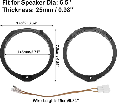 uxcell 6.5" Car Speaker Adapter Spacer Ring with Wire Combination for Honda Accord 2008-2019...